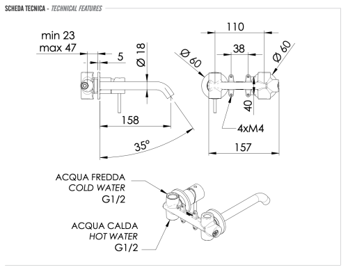 Смеситель для раковины Remer X Style X15PBG встраиваемый в стену брашированное золото - фото 2