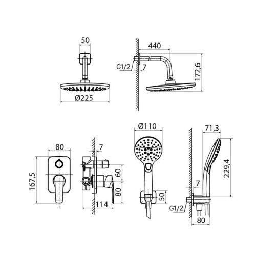 Душевая система IDDIS Ray RAYBL02i67 встраиваемая в стену - фото 3