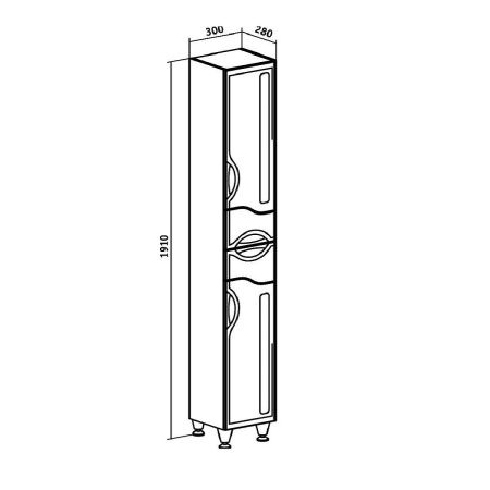 Шкаф-пенал RUNO ТОЛЕДО 00000001037 30х28х191 напольный цвет белый