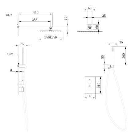 Душевая система Abber AF8051 встраиваемая в стену цвет хром с термостатом