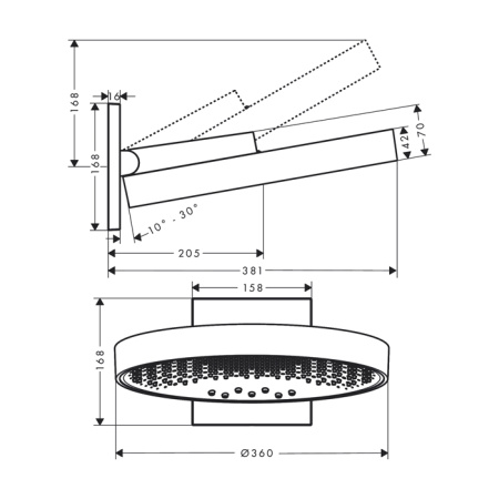Верхний душ Hansgrohe Rainfinity 26234340 35х35 вороненая сталь