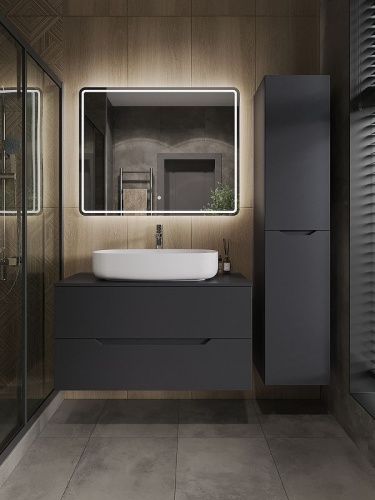 Тумба с раковиной Orange Line Li-100TugMDF+B07-675W 100х50 цвет серый - фото 5