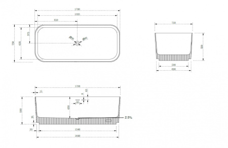 Ванна из искусственного камня Abber Stein AS9663Violett 170х75 отдельностоящая прямоугольная с каркасом