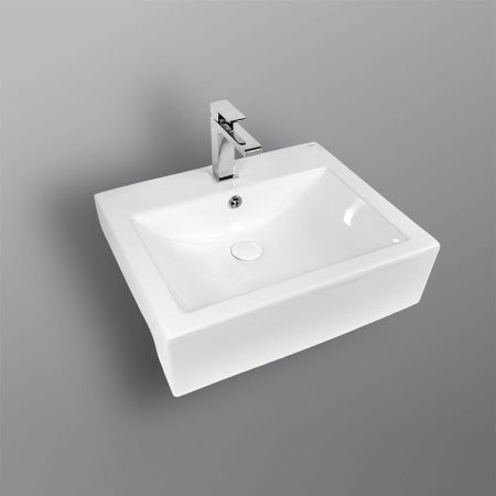 Раковина из сантехнического фарфора Bond Cube S11-540 50х40 встраиваемая цвет белый 1 отверстие под смеситель