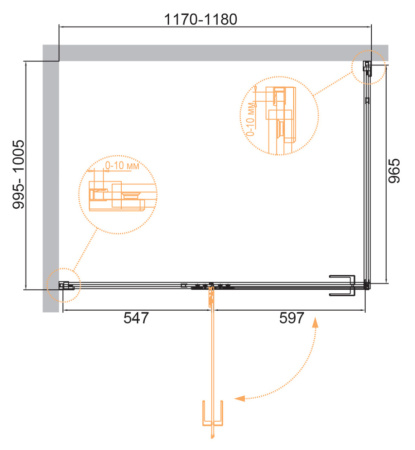 Душевой уголок Cezares BELLAGIO BELLAGIO-AH-1-120/100-C-BORO 120х100 стекло прозрачное профиль золото брашированное без поддона