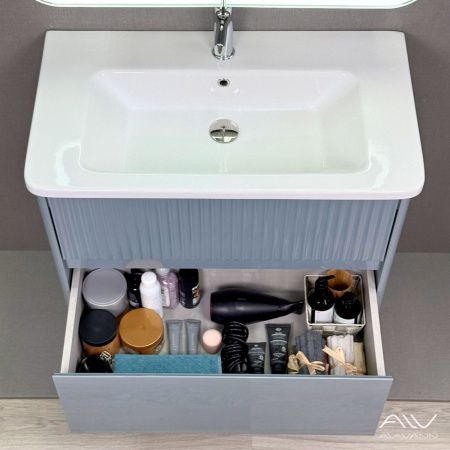 Тумба с раковиной Alavann Wave ALV1113000 80х50 подвесная цвет серый