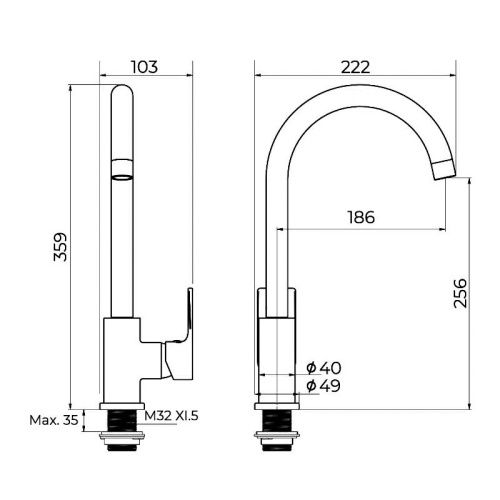 Смеситель для кухни Knotlor ERGOFIT KN-31 на мойку хром - фото 3
