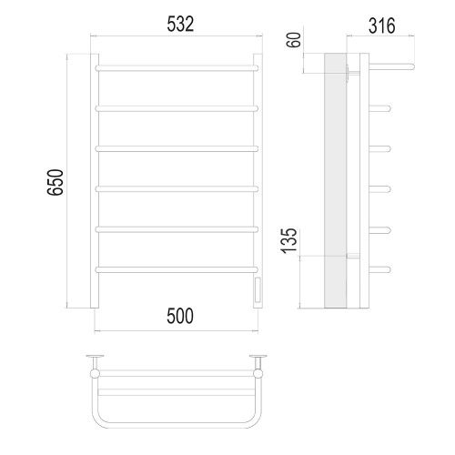 Полотенцесушитель Terminus 4670078531438 53х65 электрический хром - фото 3