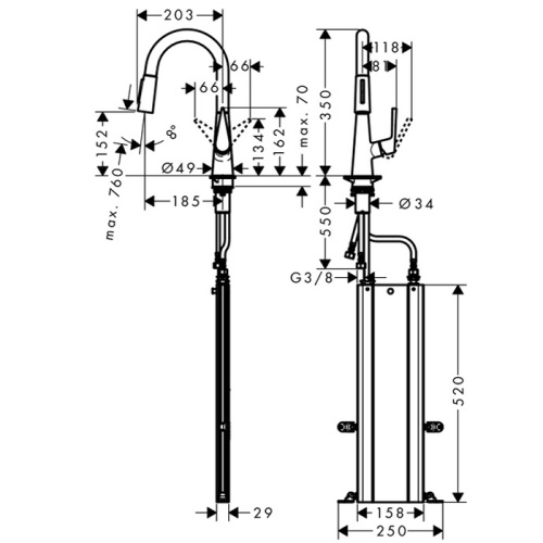 Смеситель для кухни Hansgrohe Kitchen 73850000 на мойку хром - фото 2