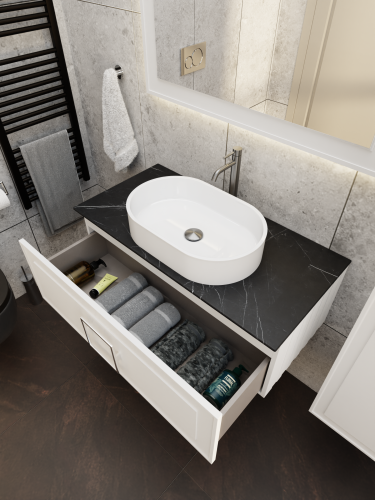 Тумба со столешницей La Fenice CUBO NFNC-01-CUB-B-100-3-GB 100х36х49 подвесная цвет белый - фото 4