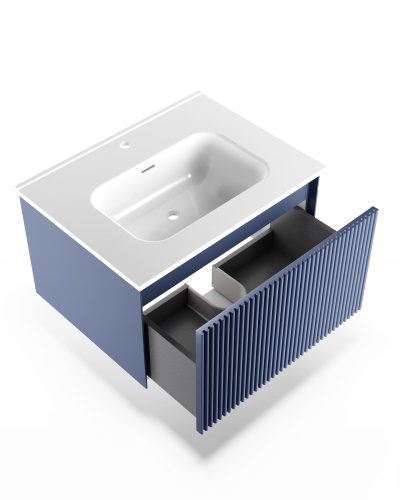 Тумба под раковину La Fenice Terra FNC-01-TER-BG-60 59х45х35 подвесная цвет синий матовый - фото 3