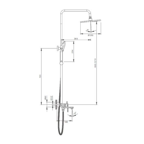 Душевая стойка Splenka S05.24 настенная цвет хром - фото 3