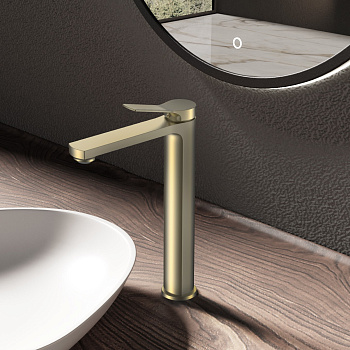 Смеситель Vincea Arco VBF-4AR02BG на столешницу брашированное золото