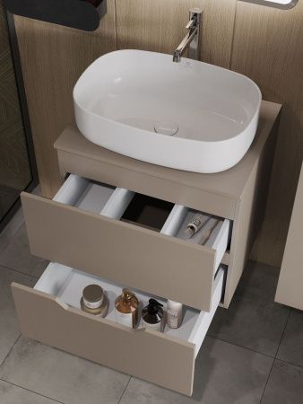 Тумба с раковиной Orange Line Li-60TuLMDF+B07-540W 60х50 подвесная цвет бежевый