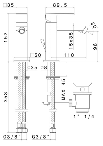 Смеситель Kerama Marazzi  FUTURA 66425KM.21.018 на биде хром без термостата - фото 2 Смеситель Kerama Marazzi  FUTURA 66425KM.21.018 на биде хром без термостата - фото 2