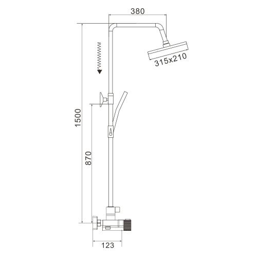 Душевая стойка Rose R1896-6 настенная цвет хром с термостатом - фото 3