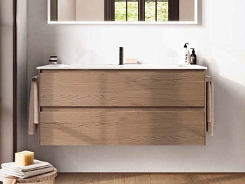 Тумба под раковину Berloni Bagno WAKBS2CKDIC 1429 100х46х55 подвесная цвет дуб светлый