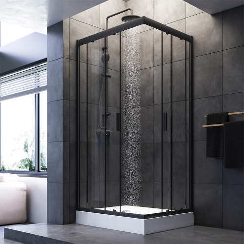 Душевой уголок Am.Pm Gem W90G-404-100280-BT 80х100 стекло прозрачное профиль черный матовый без поддона - фото 3 Душевой уголок Am.Pm Gem W90G-404-100280-BT 80х100 стекло прозрачное профиль черный матовый без поддона - фото 3