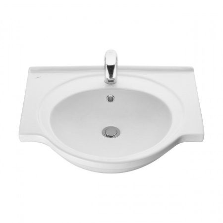 Раковина из сантехнического фарфора Santeri Сатурн 131211S0011B0 60х50 накладная цвет белый 1 отверстие под смеситель
