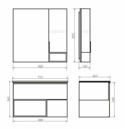 Зеркало-шкаф Comforty Франкфурт 00-00006504CF 90х80 подвесной цвет серый