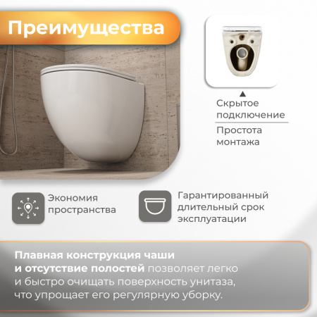 Унитаз подвесной Grossman Торнадо GR-4455SQC белый глянцевый с сиденьем микролифт безободковый смыв торнадо