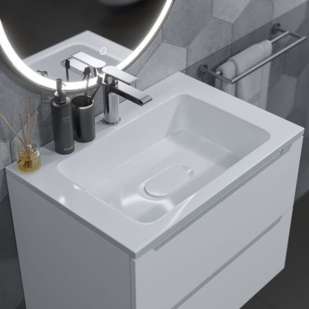 Раковина из искусственного камня Uperwood Modul 2911020339 60х50 полувстраиваемая цвет белый