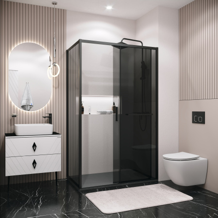 Душевой уголок Grossman Style 120.K33.05.1380.21.10 130х80 стекло тонированное профиль черный матовый без поддона