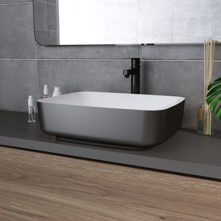 Раковина из сантехнического фаянса Grossman Color GR-4043BW 50х40 накладная цвет белый/черный без отверстий под смеситель