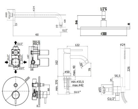 Душевая система Paffoni Light KITLIG015HG071KING встраиваемая в стену
