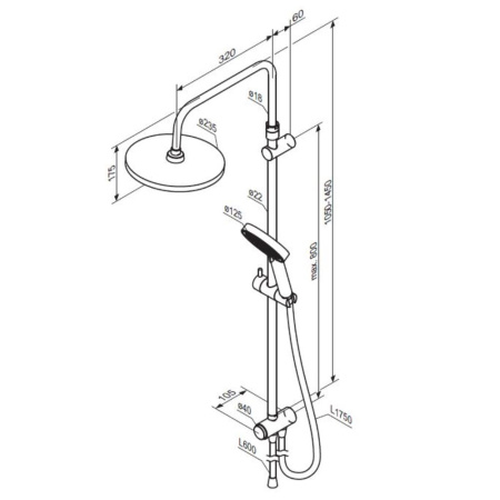 Душевая стойка Damixa Apollo 947000000 настенная цвет хром