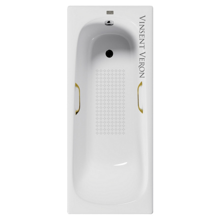 Ванна чугунная Vinsent Veron Concept VCO1507042H/VH0012GD-AS 150х70 пристенная прямоугольная с ножками с ручками