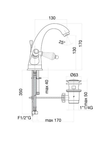 Смеситель Fiore 08CO0623 на раковину хром/золото - фото 3