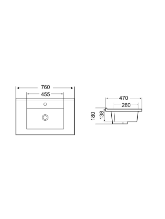 Раковина из сантехнического фаянса WeltWasser WW SK 10000005565 50 см встраиваемая цвет черный 1 отверстие под смеситель