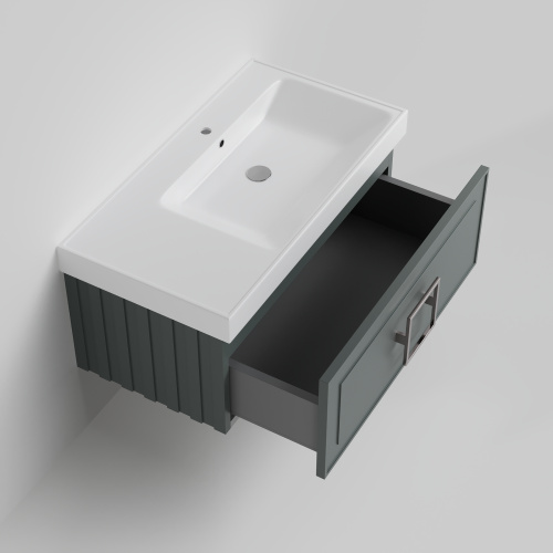 Тумба с раковиной La Fenice CUBO NFNC-01-CUB-G-90-1-90R 91х36х49 подвесная цвет серо-зеленый - фото 2