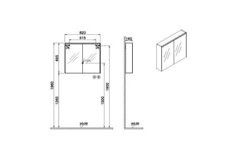 Зеркало-шкаф Vitra Core 66911 80х70 подвесной цвет черный
