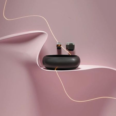 Раковина из сантехнического фарфора Ceramica Nova ELEMENT CN6050MB 40х40 накладная цвет черный без отверстий под смеситель