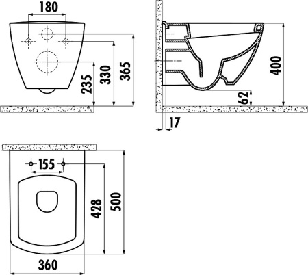 Чаша унитаза подвесная Creavit Tetra TP326-00CB00E-0000 цвет белый без сиденья душевой смыв