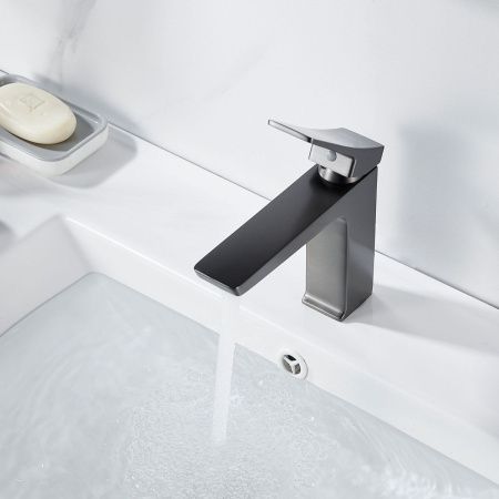 Смеситель Shevanik S4401T на раковину оружейная сталь