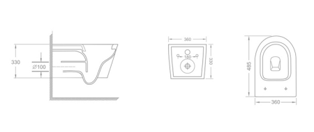 Унитаз подвесной Iberica Blanca Burgos mini IB.BRM.234.2B2 черный матовый с сиденьем микролифт безободковый смыв торнадо