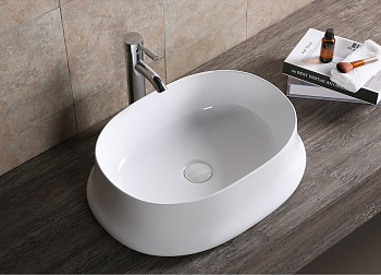 Раковина из сантехнического фарфора Cerutti SPA CR0060 58х43 накладная цвет белый без отверстий под смеситель