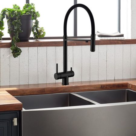 Смеситель для кухни WesnaArt Eko EKO05-160MatBlack на мойку черный