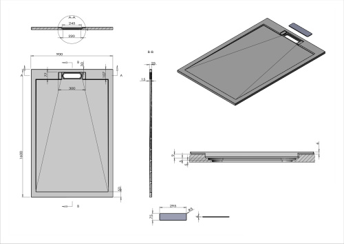 Душевой поддон Vincea H25 VST-4SRL9016W 160х90 искусственный камень белый матовый - фото 5