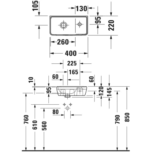 Раковина Duravit D-Neo 40 см 739400041 накладная цвет белый - фото 2