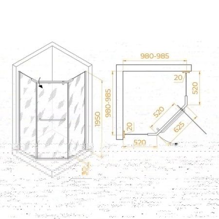 Душевой уголок RGW Passage 35088100-21 100х100 стекло матовое профиль хром без поддона