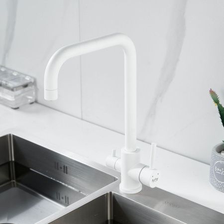 Смеситель для кухни Raffine F118C на мойку белый