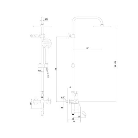 Душевая стойка Fmark FS8246 настенная цвет хром