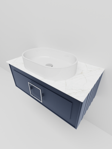 Тумба со столешницей La Fenice CUBO NFNC-01-CUB-BG-80-3-GG 80х36х49 подвесная цвет синий - фото 3