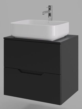 Тумба с раковиной Orange Line Li-60TubMDF+B05-500W 60х50 подвесная цвет черный