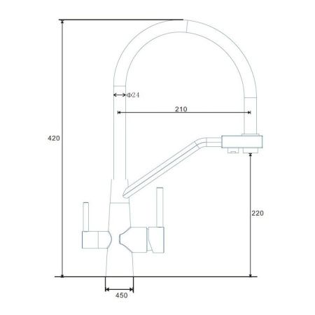 Смеситель для кухни Esko Kitchen K25 W на мойку нержавеющая сталь