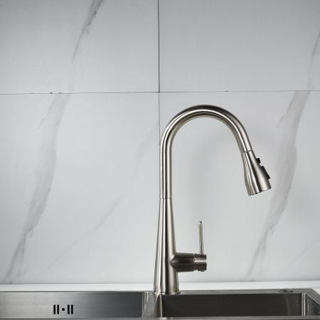 Смеситель для кухни Shevanik S363L на мойку сатин